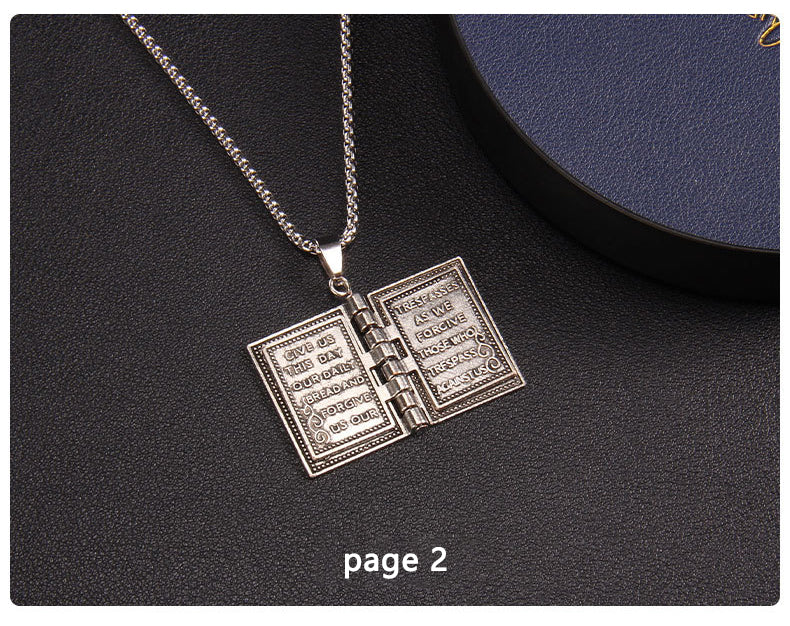 📖Openable Bible Book Christian Necklace