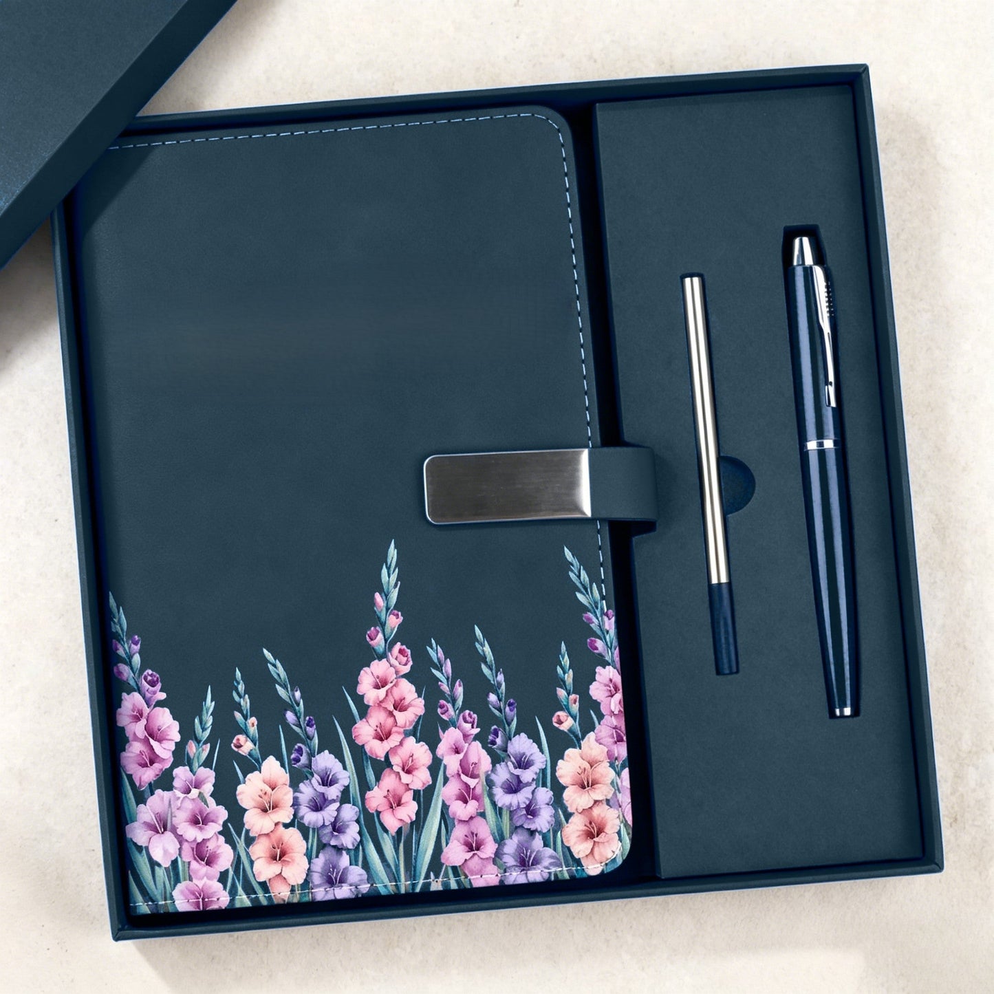 Custom Flower Notebook Set - Personalized Birthday Gifts