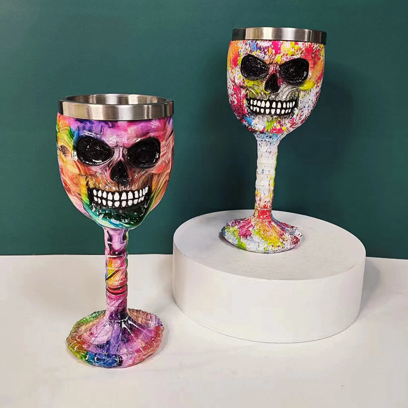 🥂Horrible Resin Stainless Steel Skeletal Wine Goblet
