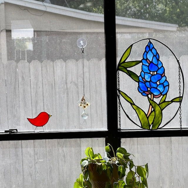 🌞 Stained Glass Standing Bird Suncatcher 🐦