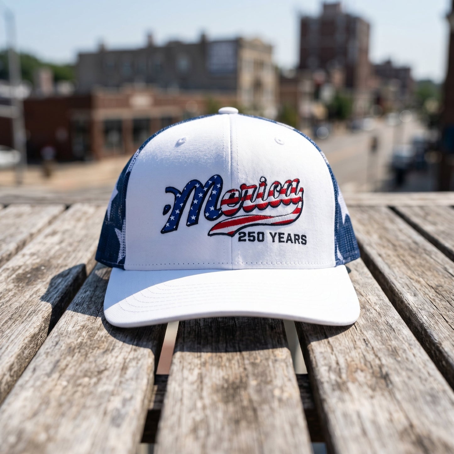 🇺🇸 ’Merica 250 Years Embroidered Mesh Back Trucker Hat