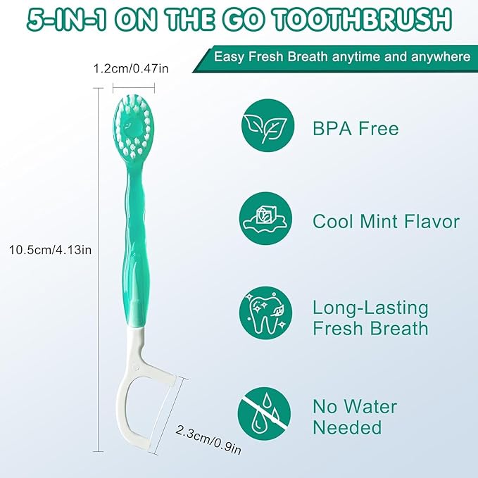 5-in-1 Disposable Travel Toothbrush