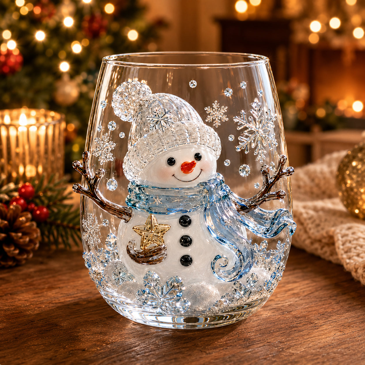🎅🎅Magical Christmas 3D Glass Cup Collection – Santa, Reindeer, Snowman & Christmas Tree