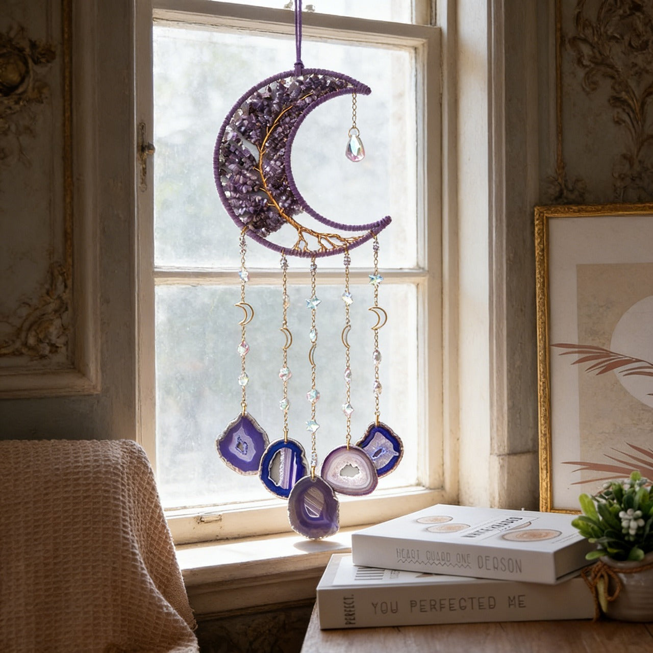 🌙 Amethyst Moon Tree of Life Suncatcher Wind Chime