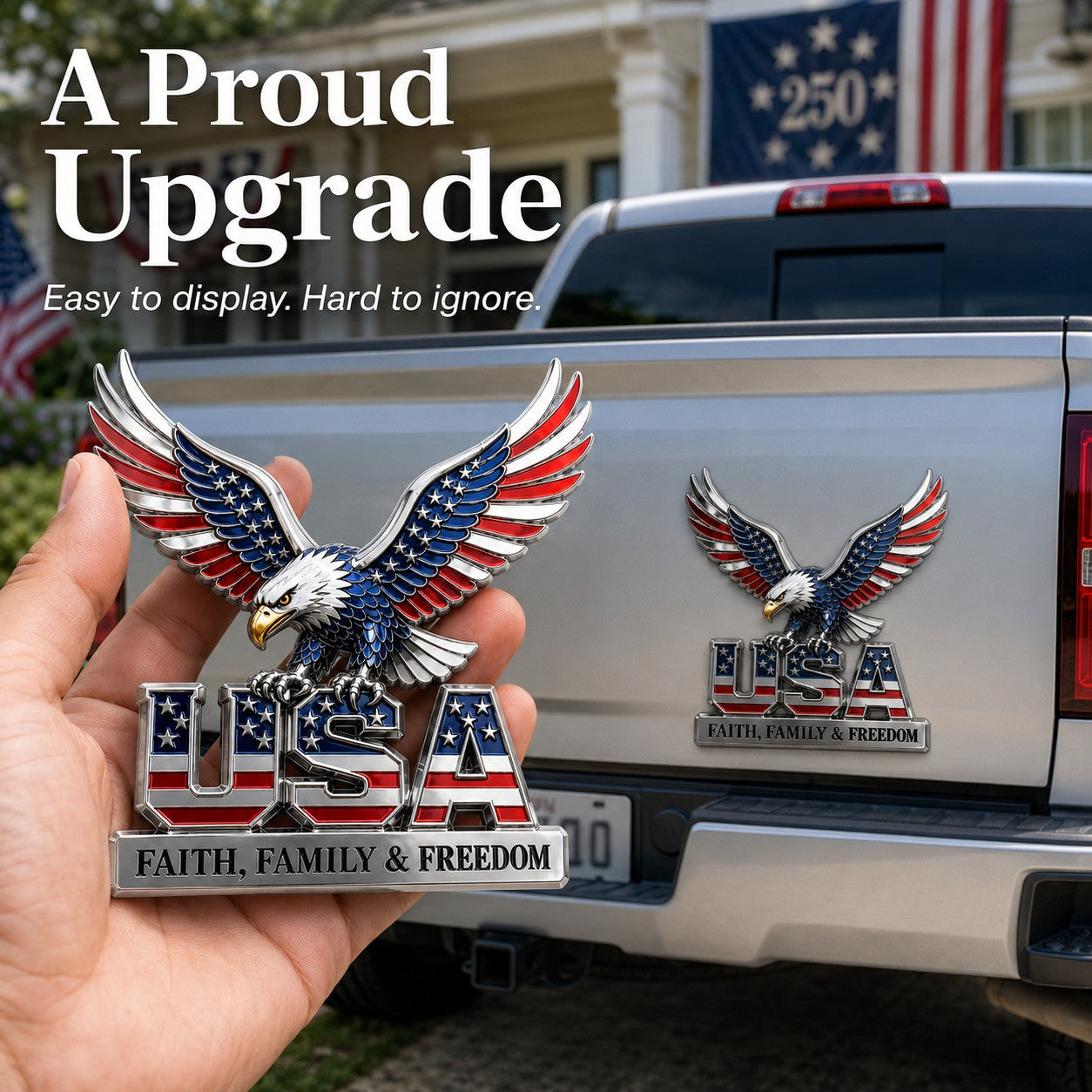 🇺🇸250th Anniversary 49% OFF - ★USA Faith, Family & Freedom★ Metal Emblem