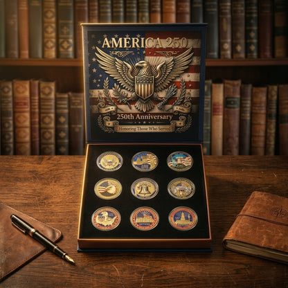 🔥LAST DAY 50% OFF✨9PCS USA 250th Anniversary Commemorative Coin Gift Set