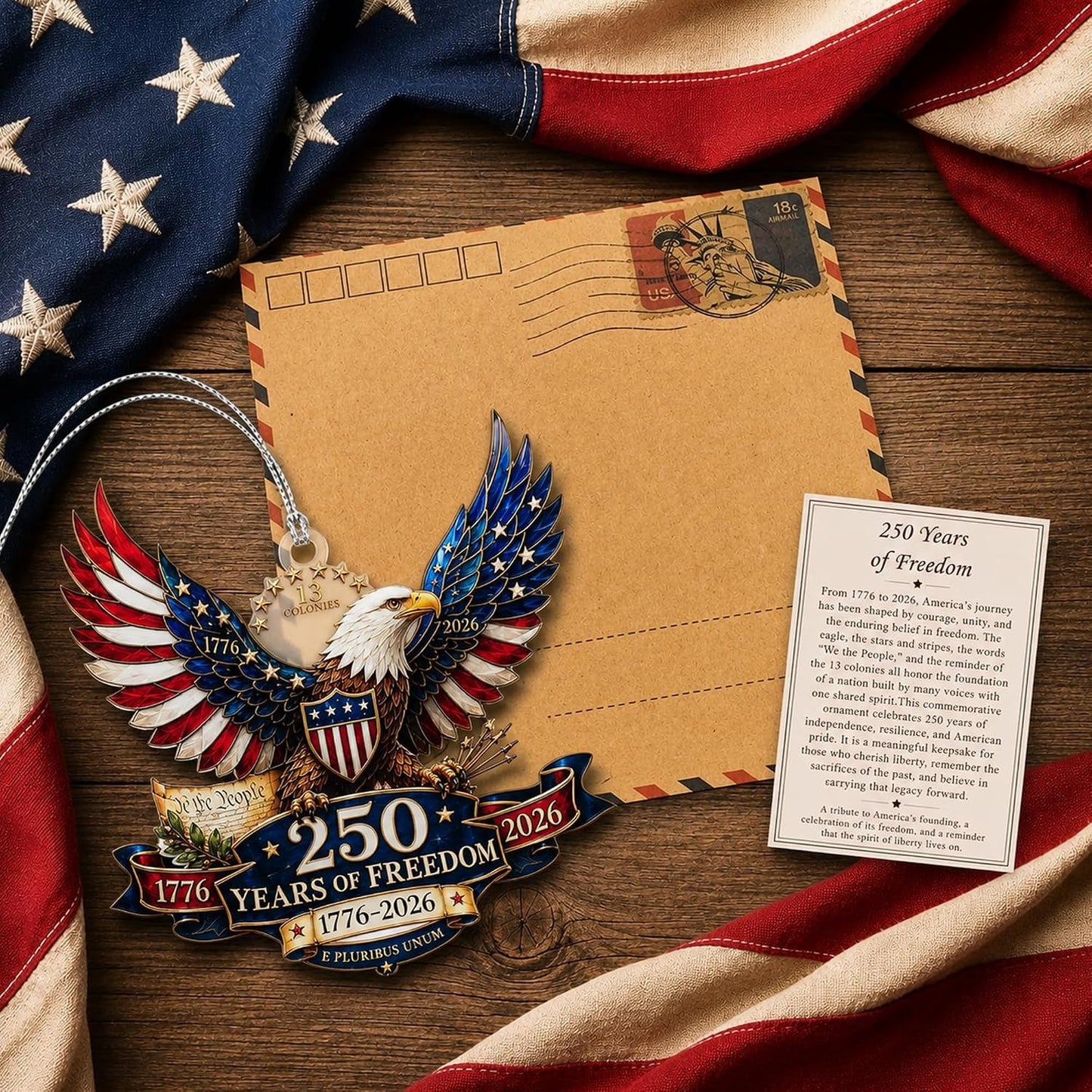 1776–2026 Freedom Eagle Christmas Ornament