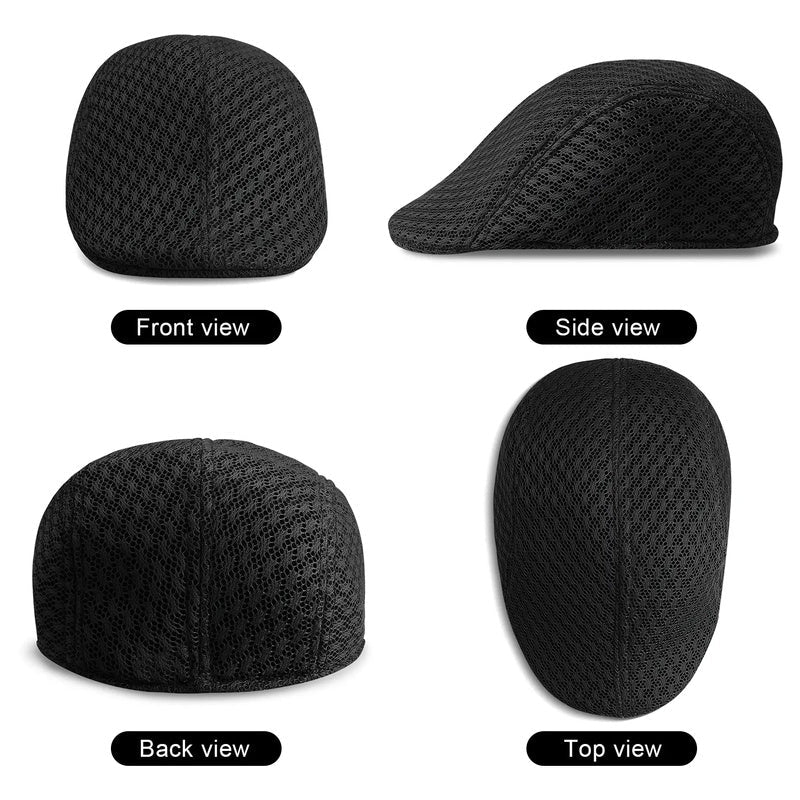 UPF50+ Mesh Flat Cap Men Breathable Duckbill Beret 56-58cm