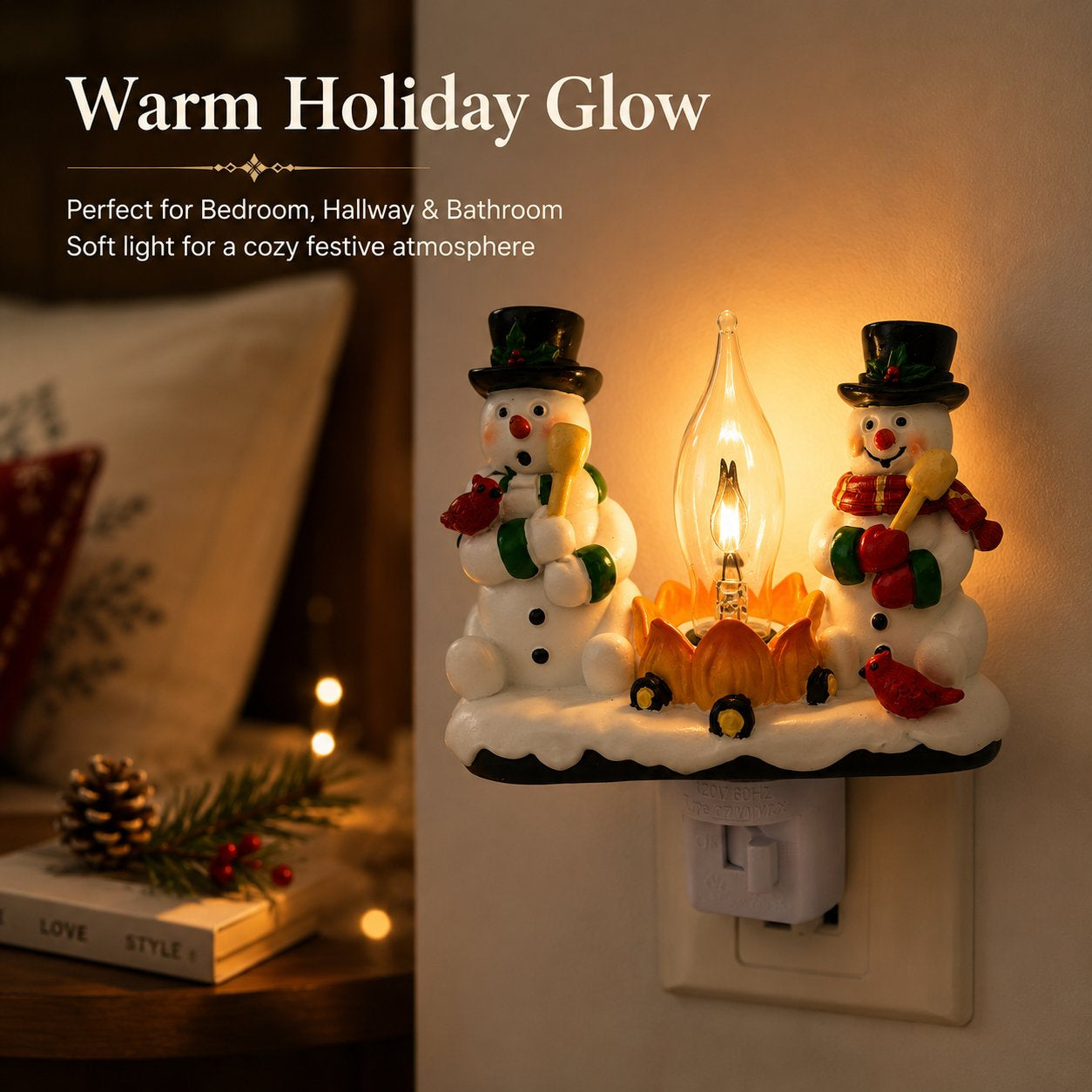 ☃️ Snowman Fireplace Night Light — Bring Cozy Christmas Glow Home! 🔥