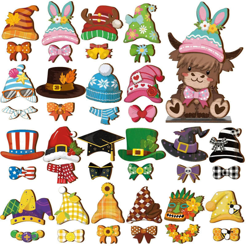 🐾 Interchangeable Seasonal Animal Wooden Decor Set