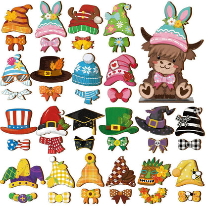 🐾 Interchangeable Seasonal Animal Wooden Decor Set