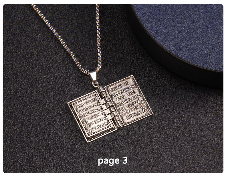 📖Openable Bible Book Christian Necklace