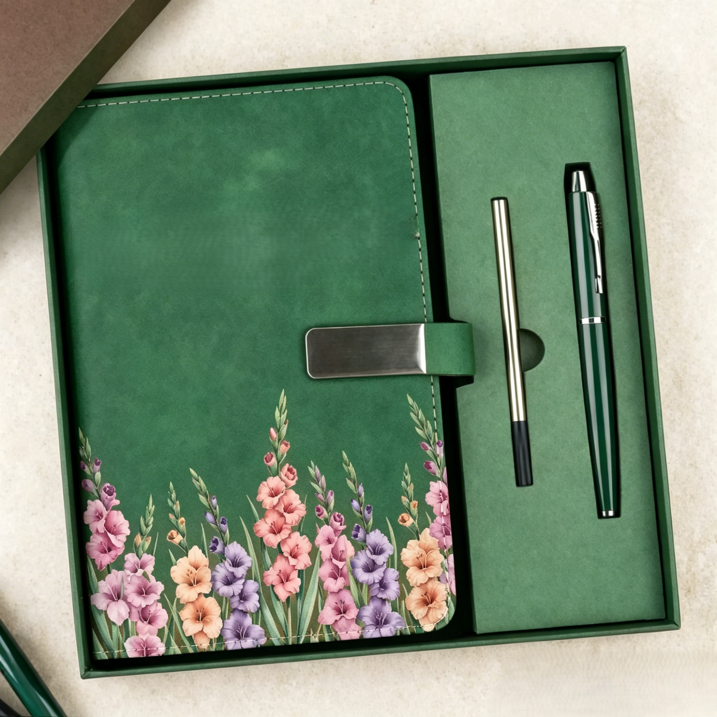 Custom Flower Notebook Set - Personalized Birthday Gifts