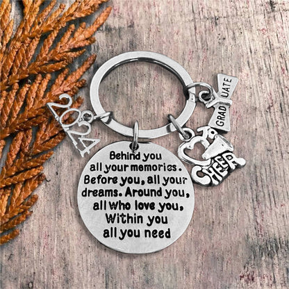 2024 Graduation Keychain-Behind You All Your Memories Before You All Your Dreams
