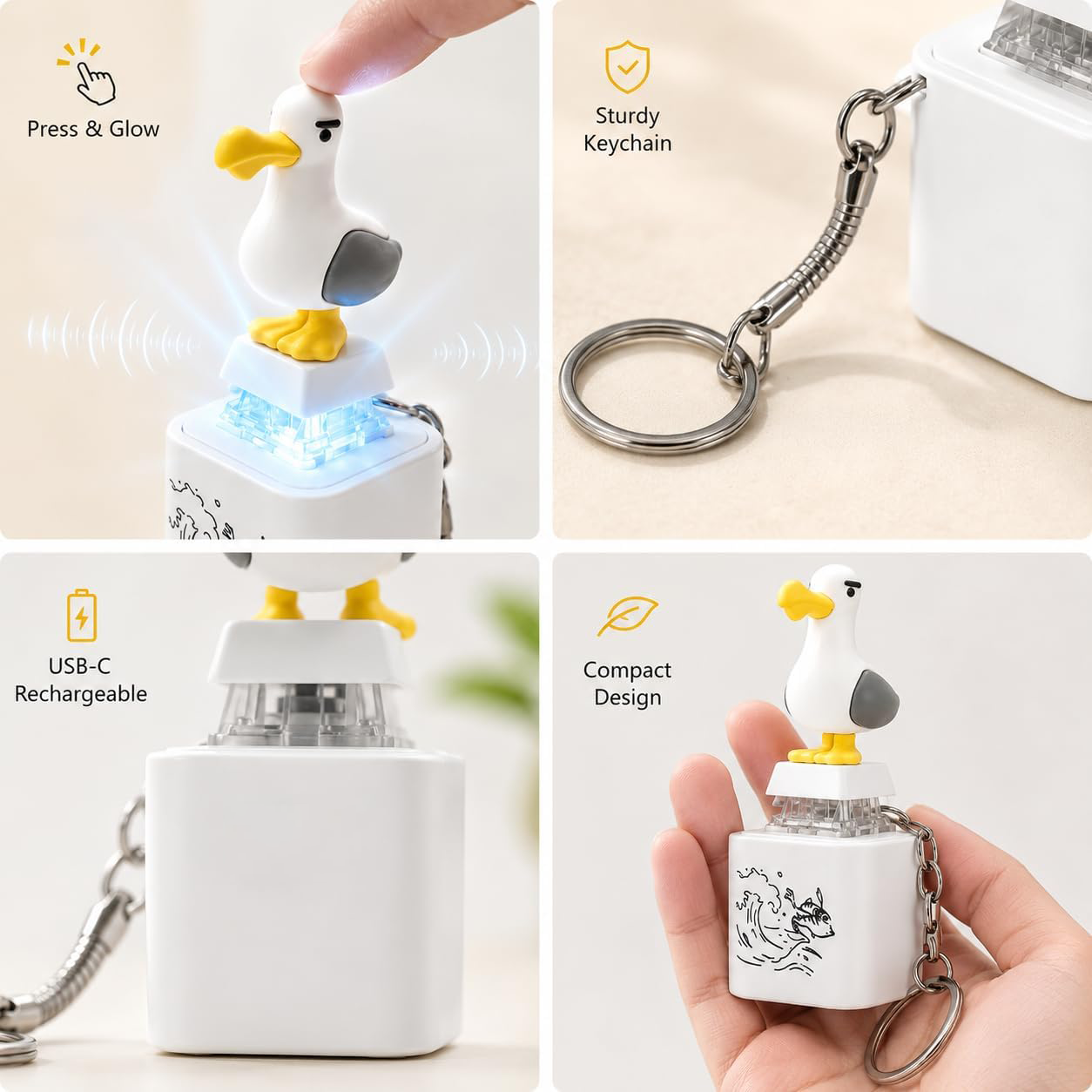 🐦 The "MINE!" Seagull Clicker – RGB Mechanical Fidget Keychain