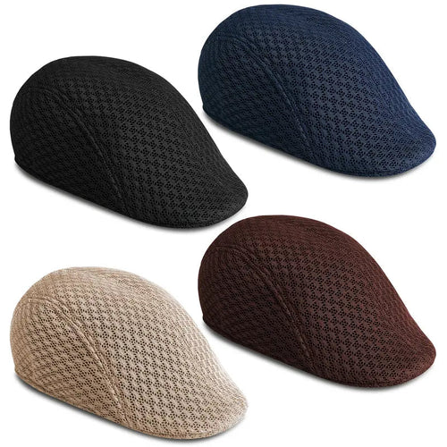UPF50+ Mesh Flat Cap Men Breathable Duckbill Beret 56-58cm
