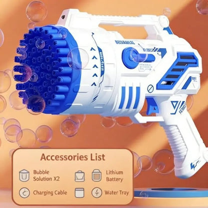 69-Hole Rocket Launcher Bubble Machine Gun – Thousands of Bubles with LED Lights