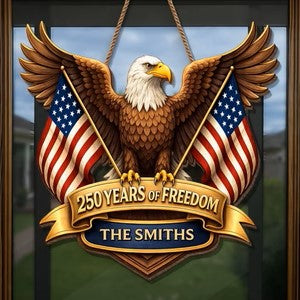 Custom Wood Sign - Personalized America 250th Anniversary Gifts  - Where Brave Hearts Gather
