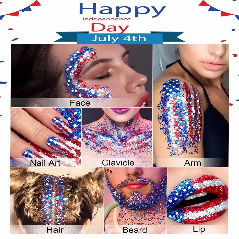 🦅4th of July Glitter Stick✨🔔Red, White & Blue Body & Hair Sparkle
