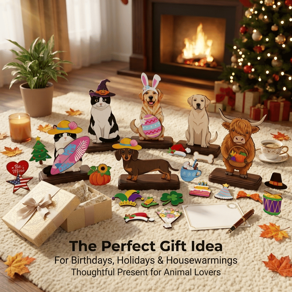 🎁Last Day Promotion 49% OFF🔥Cute Cat/Dog/Golden Retriever Desk Standee – Removable Seasonal Decor