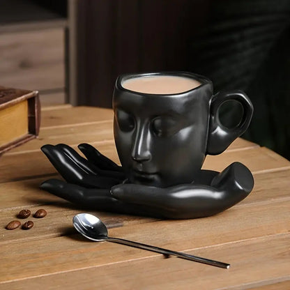 🔥🔥 Hot Sale - Ceramic Face Coffee Cup with Dish and Spoon