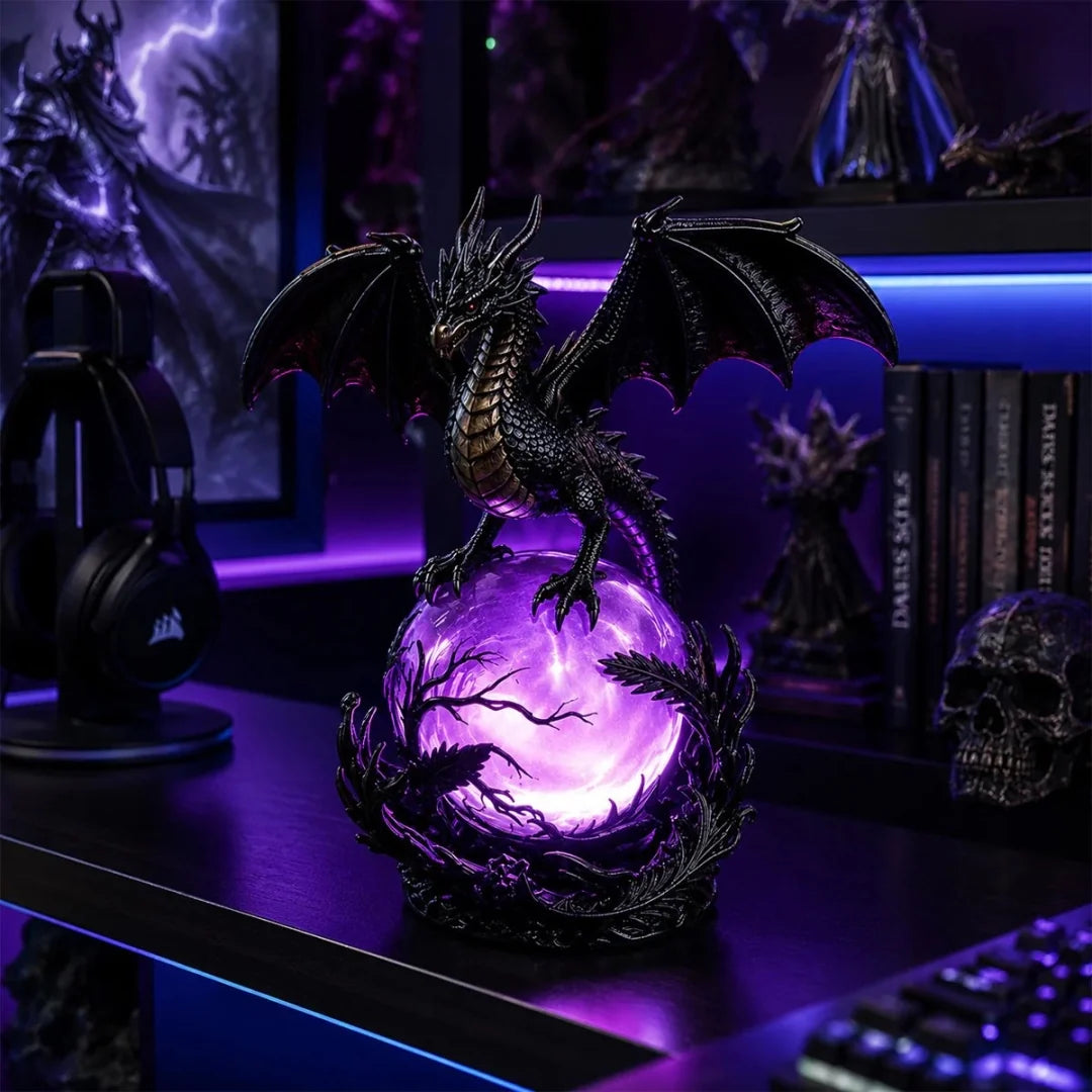 🔮🐉Gothic Dragon LED Crystal Ball Lamp for Dark Aesthetic Decor