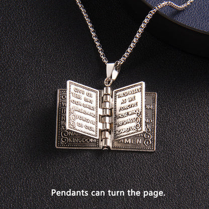 📖Openable Bible Book Christian Necklace