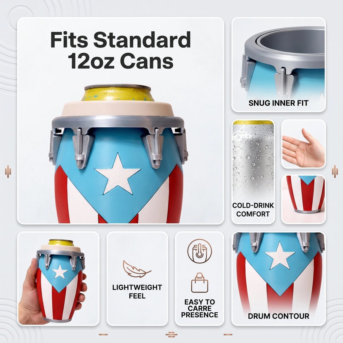 💥Conga-Style Can Holder – Celebrate Caribbean Pride, One Sip at a Time
