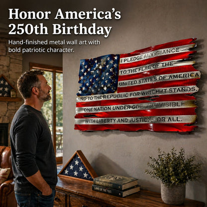 Metal American Flag Wall Art Pledge of Allegiance Edition