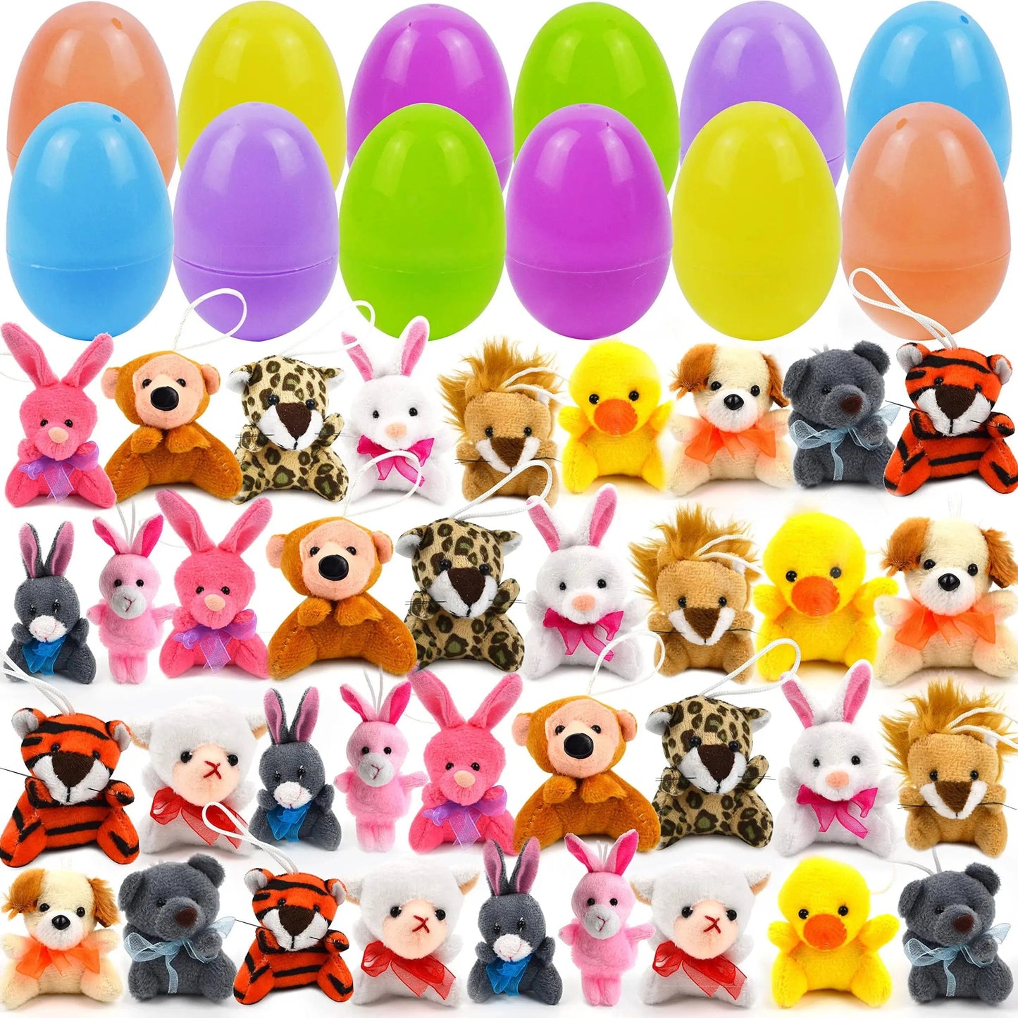 🔥LAST DAY 49% OFF-12/24/36 Pcs Prefilled Easter Eggs, Filled with Plush Animal Toys