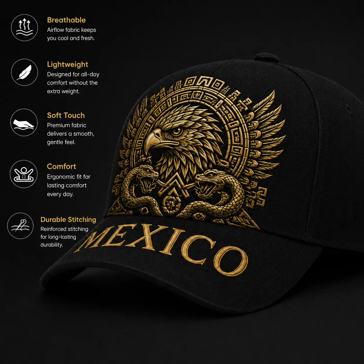 Mexico Baseball Cap – Eagle Graphic Adjustable Snapback Hat for Men & Women
