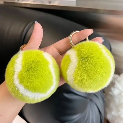 Rex Rabbit Fuzzy Tennis Ball Keychain