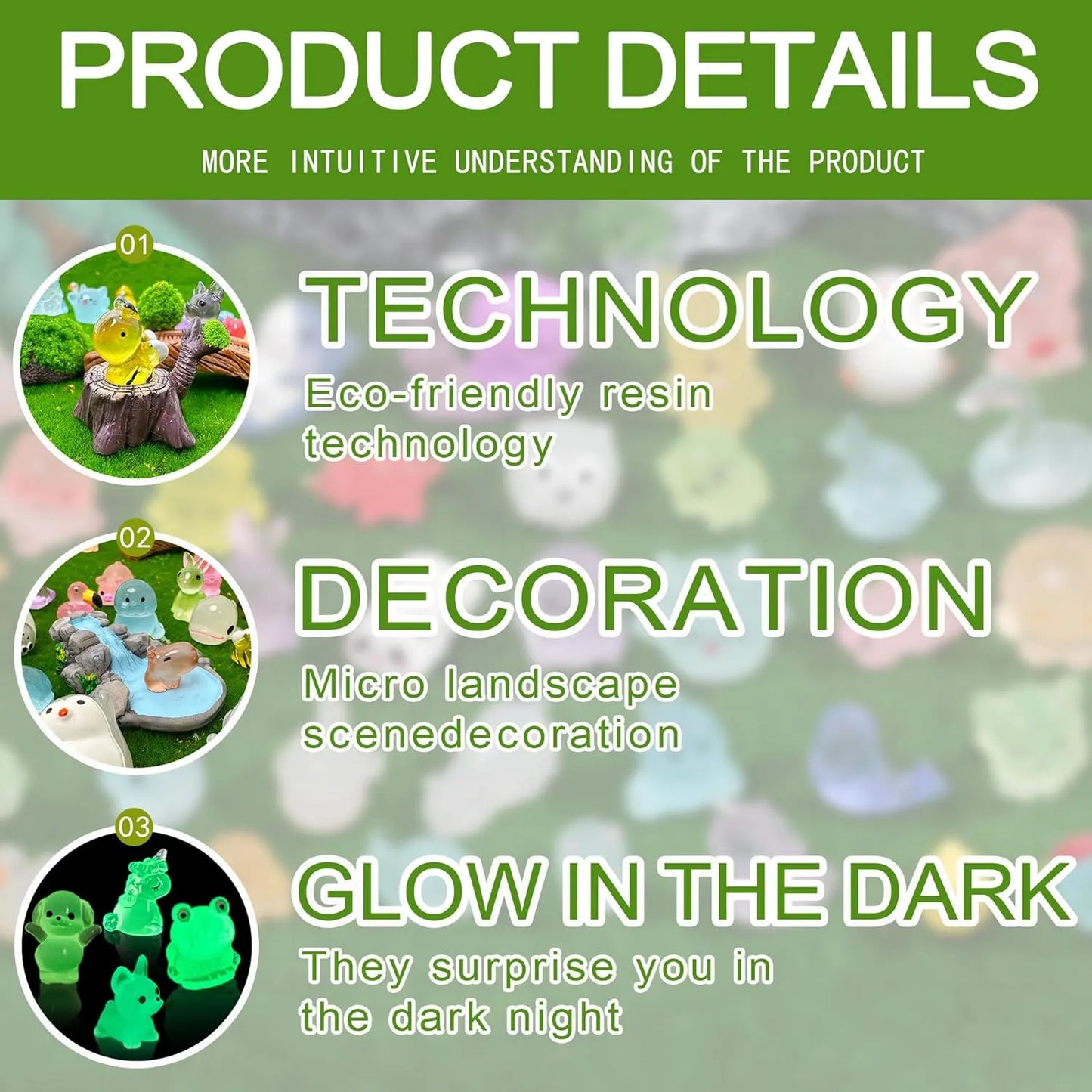 🏆 Bestseller ⏰Mini Glow in The Dark Animal Resin Models