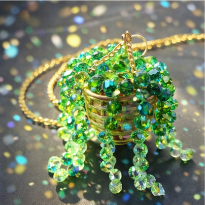 Handmade Beaded Terracotta Suncatcher –– "String of Pearls" Car Charm