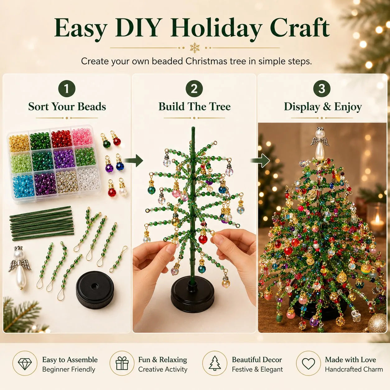 🎄DIY Beaded Christmas Tree Kit – Create Your Own Sparkling Holiday Decoration