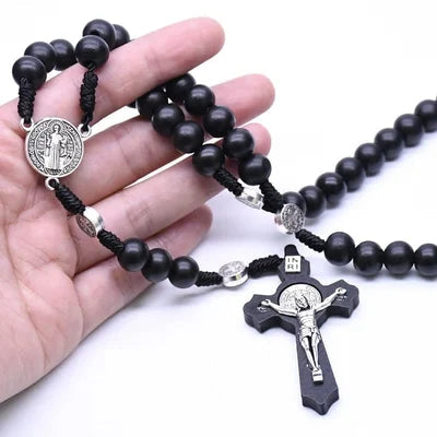 St Benedict Black Wood Rosarys