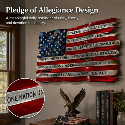 Metal American Flag Wall Art Pledge of Allegiance Edition