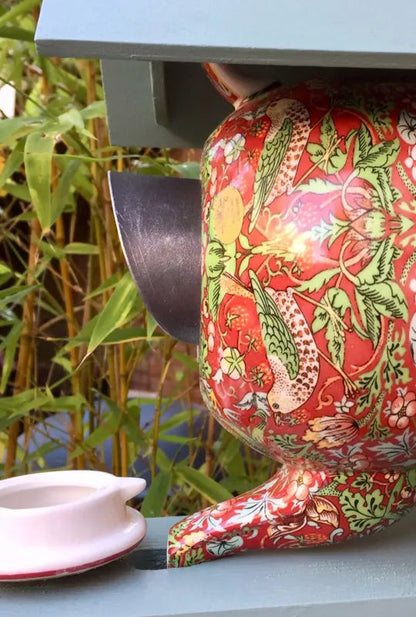 William Morris Teal Teapot Bird House and Feeder🦜🦅