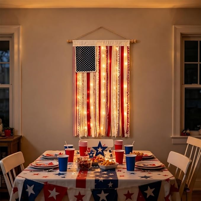 🎉250th Anniversary Special Boho American Flag Tassel Wall Hanging, Patriotic 4th of July Decor (4 Styles)
