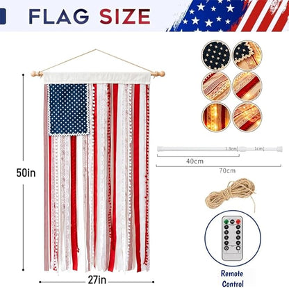🎉250th Anniversary Special Boho American Flag Tassel Wall Hanging, Patriotic 4th of July Decor (4 Styles)