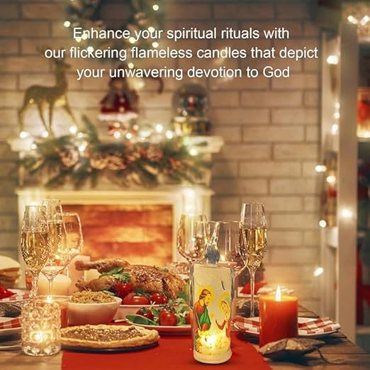 🕯️🕯️LED Prayer Flameless Candles, Jesus Saints Religious Decoration, Christmas Easter gift