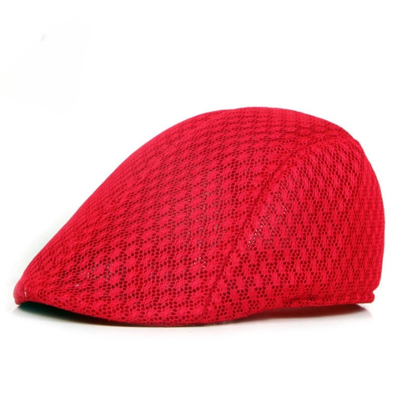 UPF50+ Mesh Flat Cap Men Breathable Duckbill Beret 56-58cm