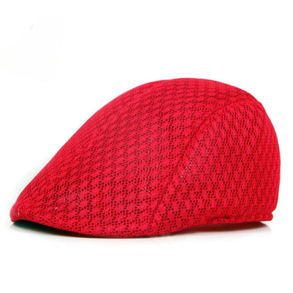 UPF50+ Mesh Flat Cap Men Breathable Duckbill Beret 56-58cm