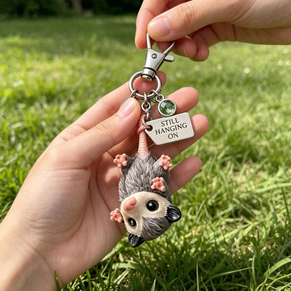 🐁A Little Opossum for You - "Still Hanging On" Keychain & Sentiment Card Set