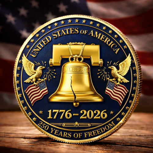 Commemorative Keepsake Coin - America 250th Anniversary Gifts For Women, Men - Freedom Rings Loud And Proud