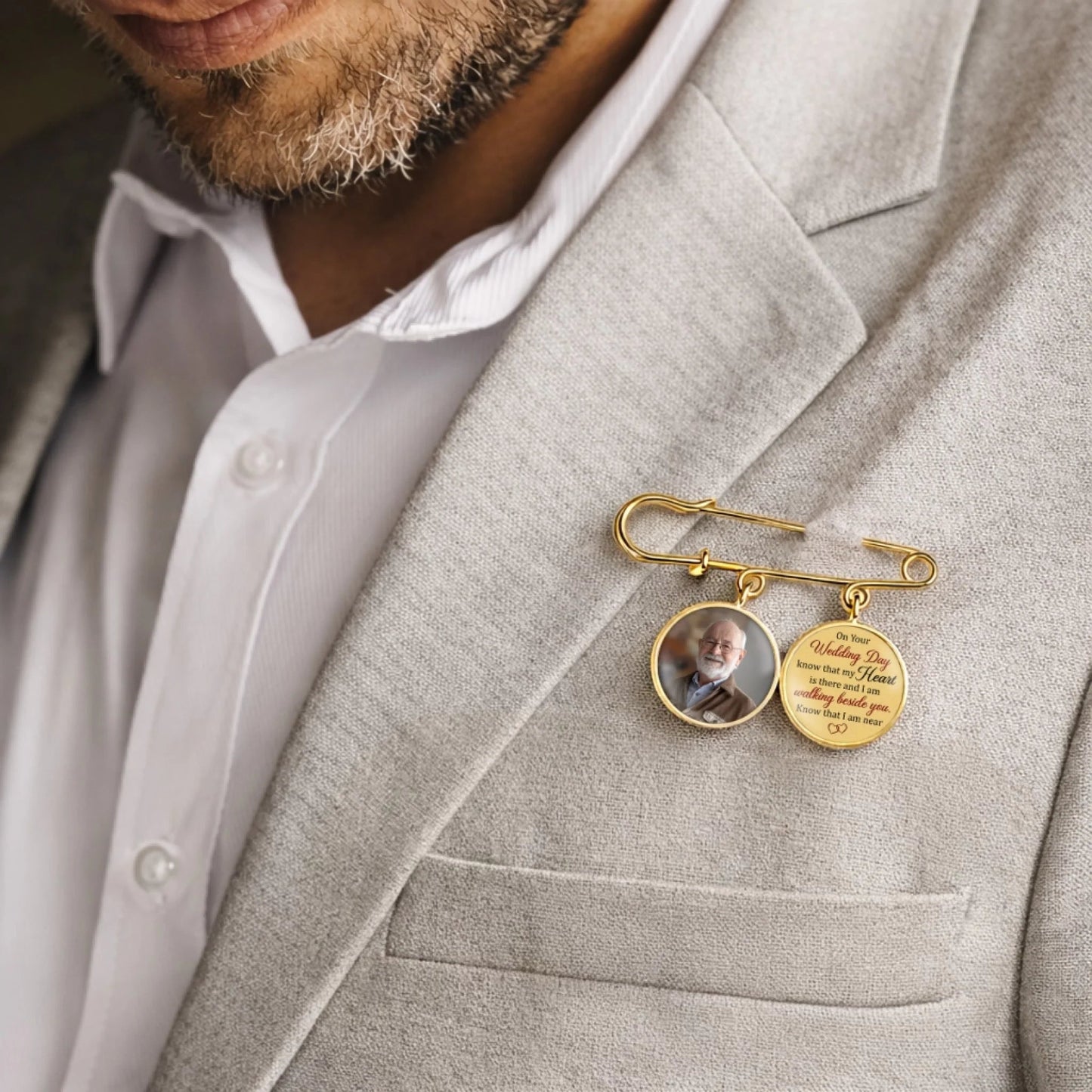 Custom Lapel Pin With Photo Charms - Personalized Memorial Sympathy Graduation Gifts
