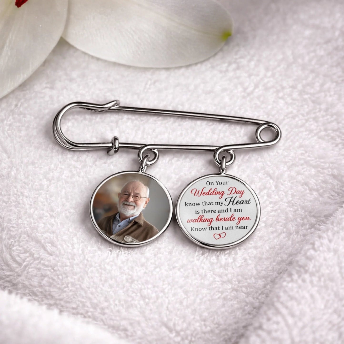 Custom Lapel Pin With Photo Charms - Personalized Memorial Sympathy Graduation Gifts