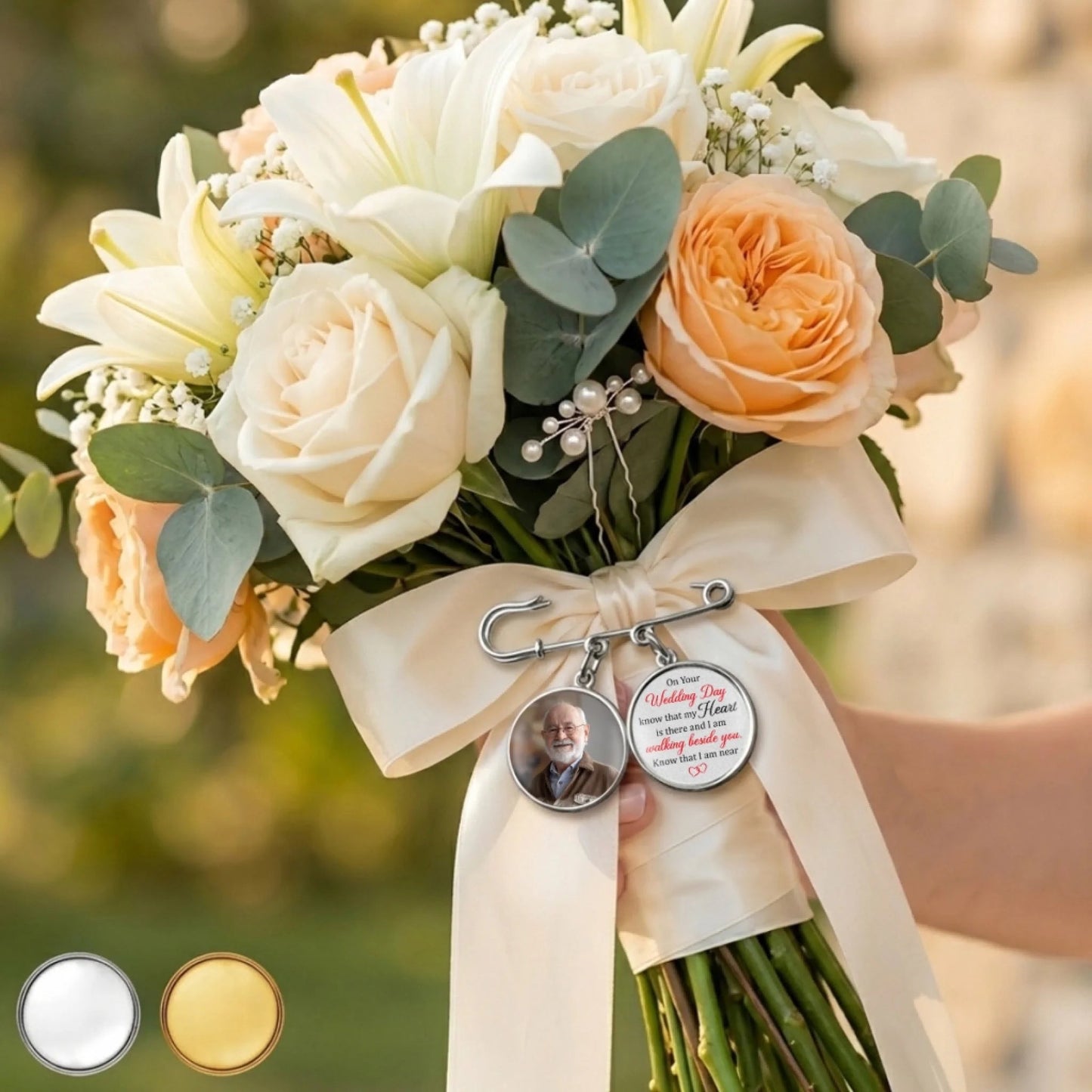 Custom Lapel Pin With Photo Charms - Personalized Memorial Sympathy Graduation Gifts