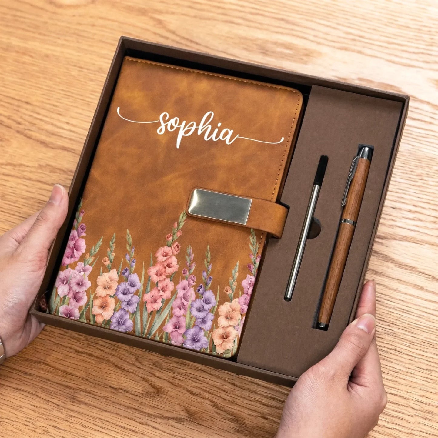 Custom Flower Notebook Set - Personalized Birthday Gifts