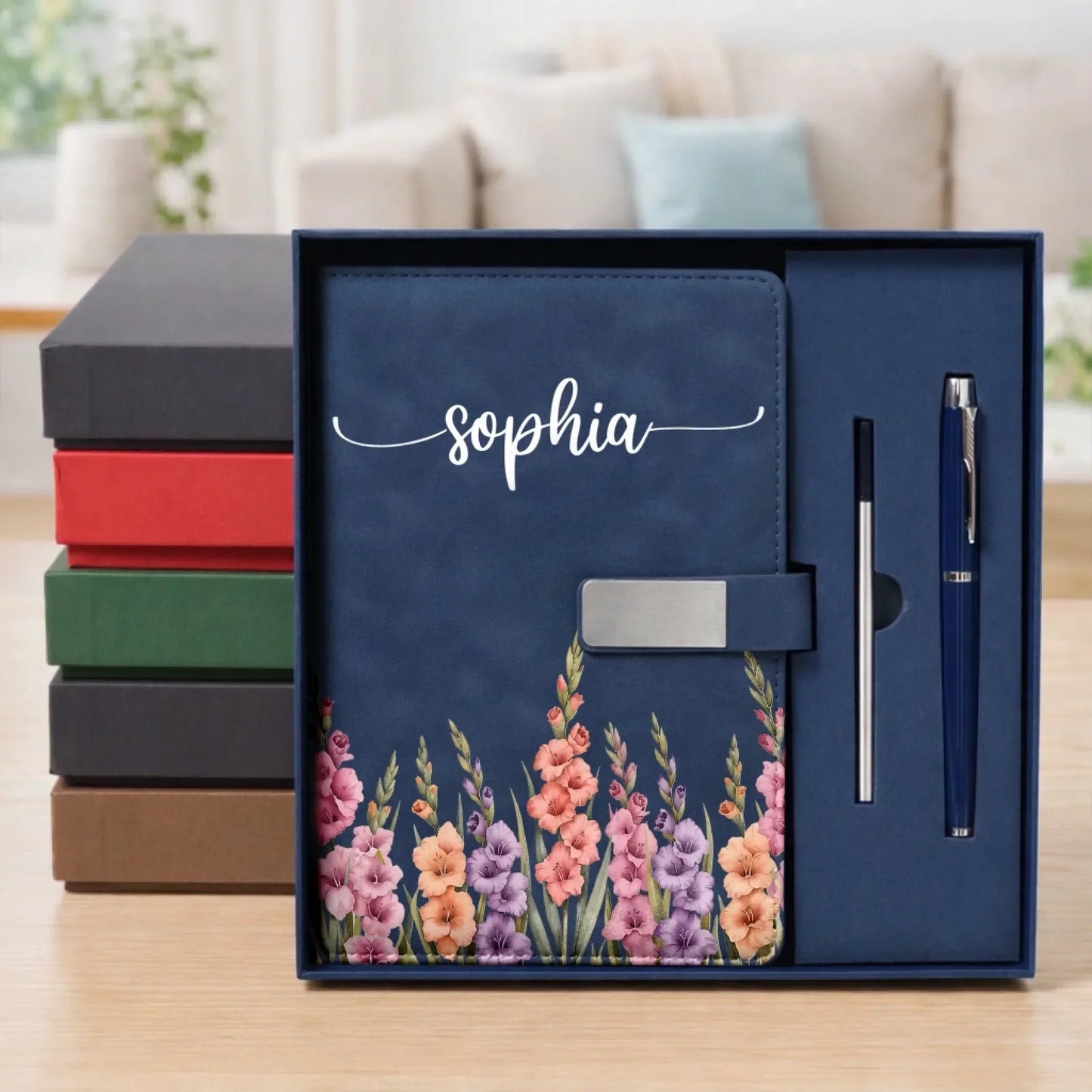 Custom Flower Notebook Set - Personalized Birthday Gifts